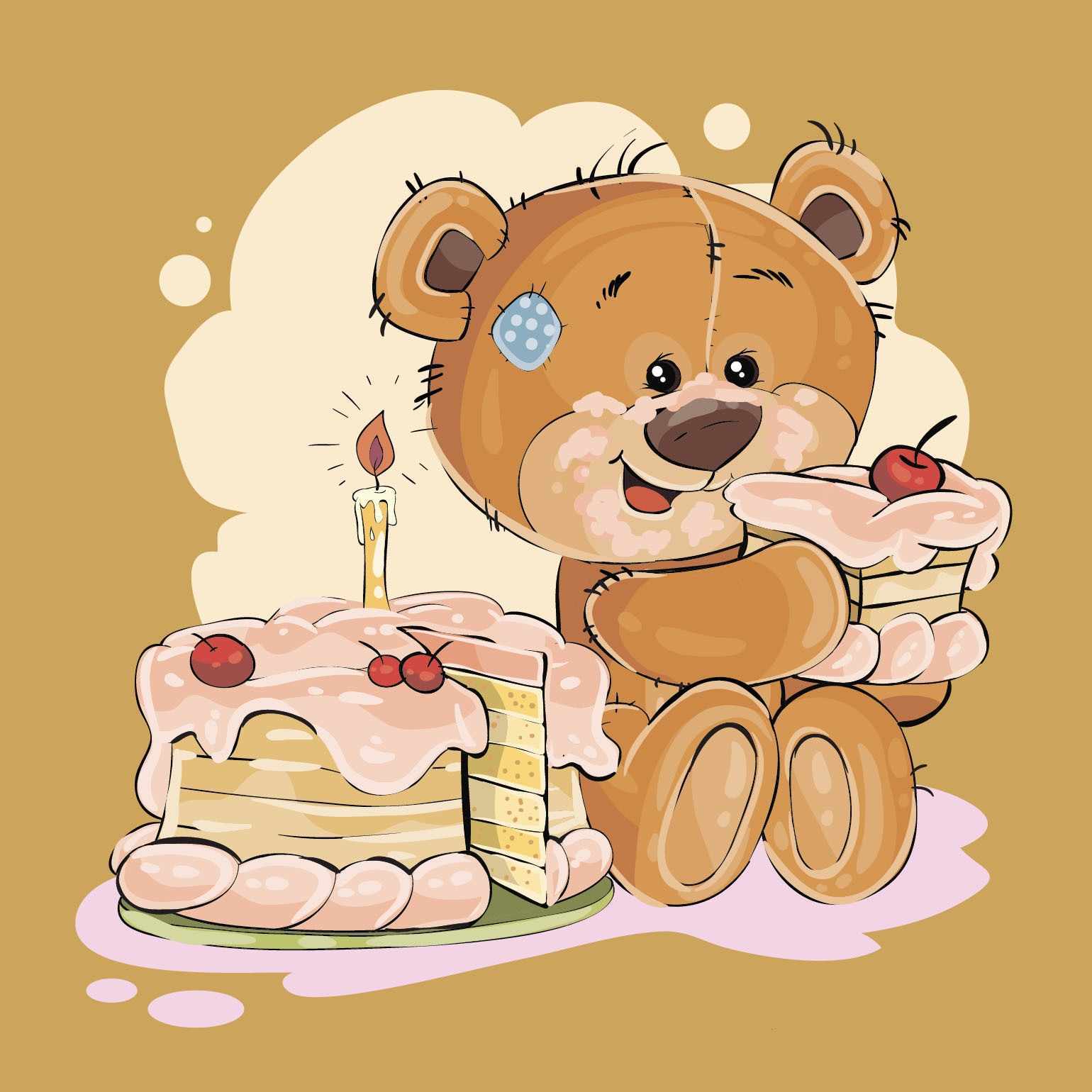 Открытка с днем рождения с медведем. Мишка с тортиком. Мишка с тортиком на день рождения. С днем рождения мишка. С днем рождения иллюстрация.