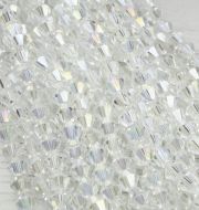 ББ001ДС6 Хрустальные бусины "биконус", цвет: белый AB прозрачный, размер 6 мм, кол-во: 39-40 шт. фото 3