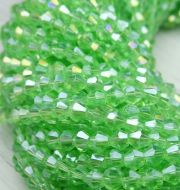 ББ020НН3 Хрустальные бусины "биконус", цвет: св-зеленый прозрачный, размер 3 мм, кол-во: 95-100 шт. фото 2