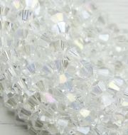 ББ001НН6 Хрустальные бусины "биконус", цвет: белый прозрачный, размер 6 мм, кол-во: 39-40 шт. фото 2