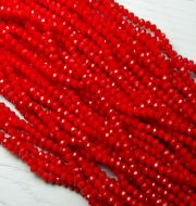 БН002НН23 Хрустальные бусины "рондель", цвет: ярко-красный непрозрачный, 2х3 мм, кол-во: 95-100 шт. фото 3
