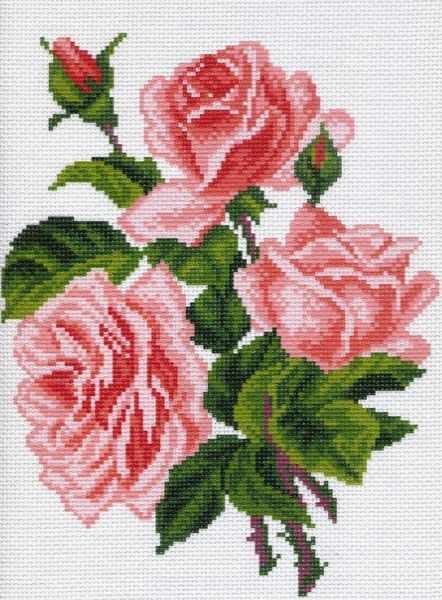 560-1 Розовые розы - рисунок на канве (МП)
