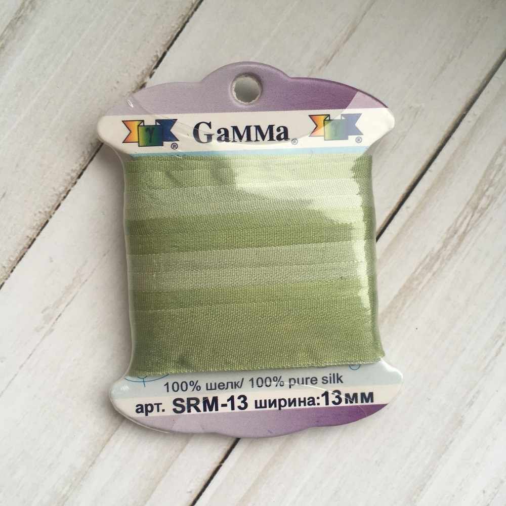 SRM-13 Лента декоративная "Gamma" шелковая M006 серо-зеленый/зеленый