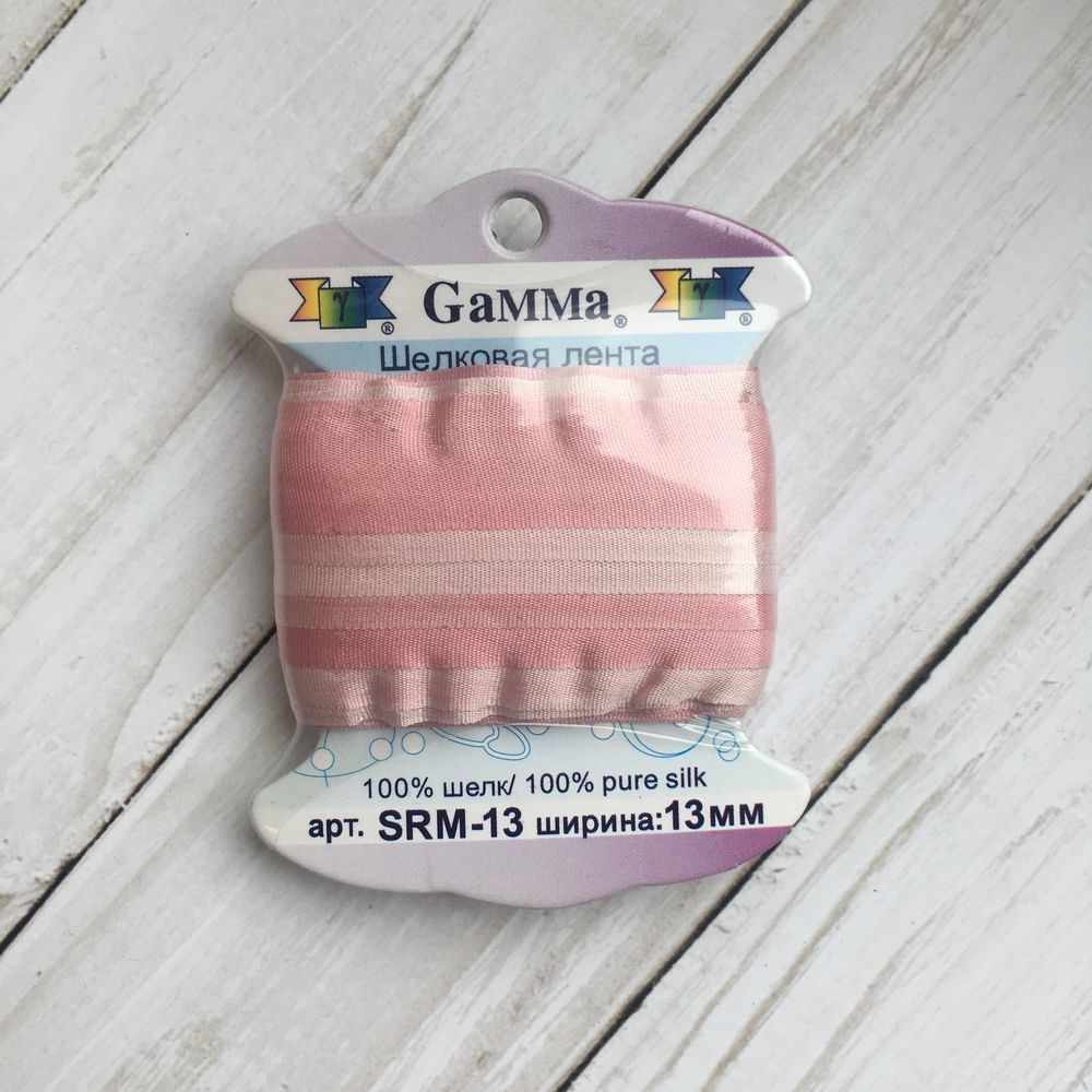 SRM-13 Лента декоративная "Gamma" шелковая M028 гр. розовый/бл.бордовый
