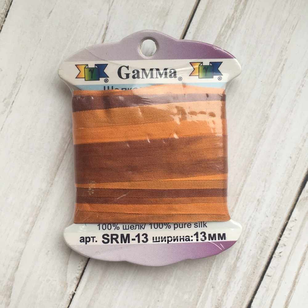 SRM-13 Лента декоративная "Gamma" шелковая M136 яр.оранжевый/коричневый