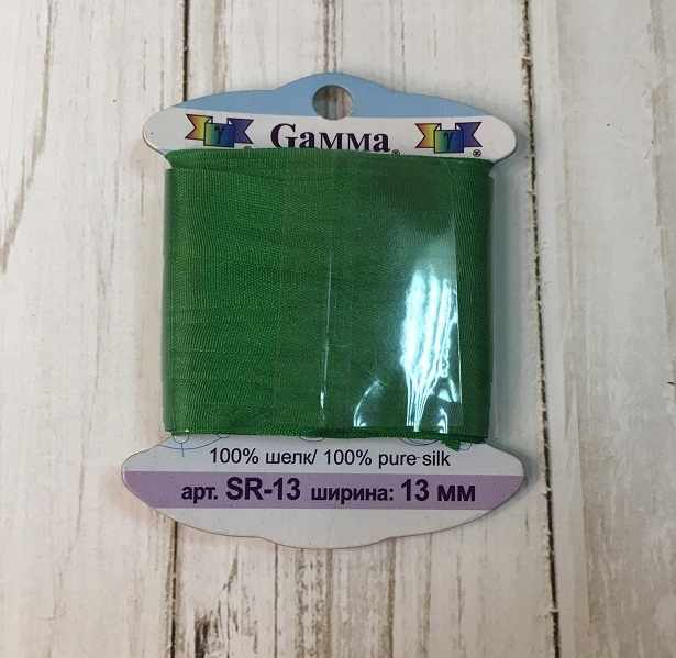 SR-13 13 мм Лента декоративная "Gamma" шелковая №198 зеленый