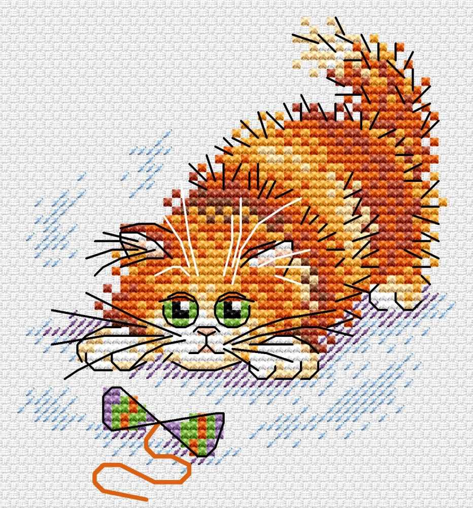 Рыжий кот схема вышивки