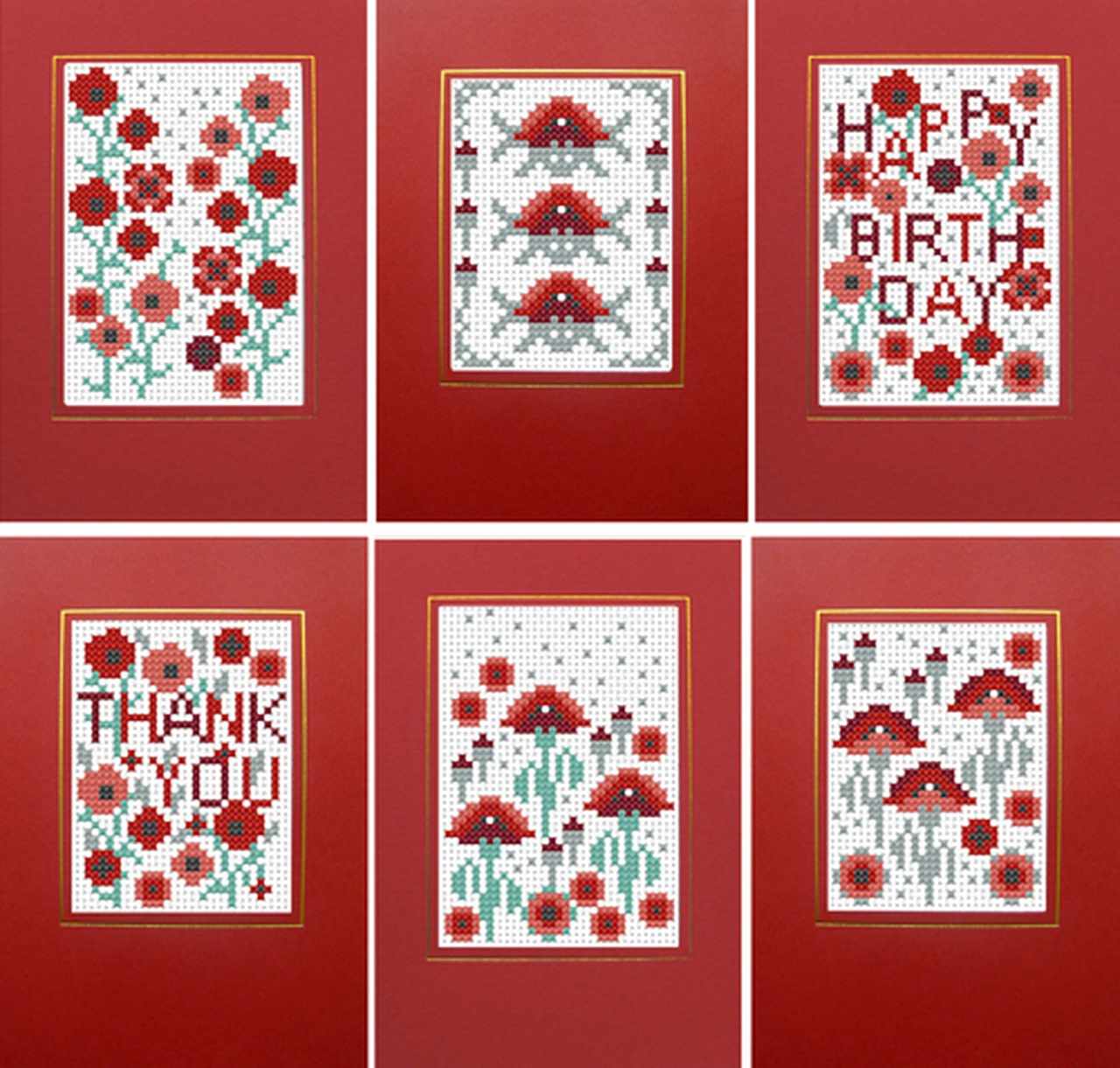 RR261 6 CARDS poppies