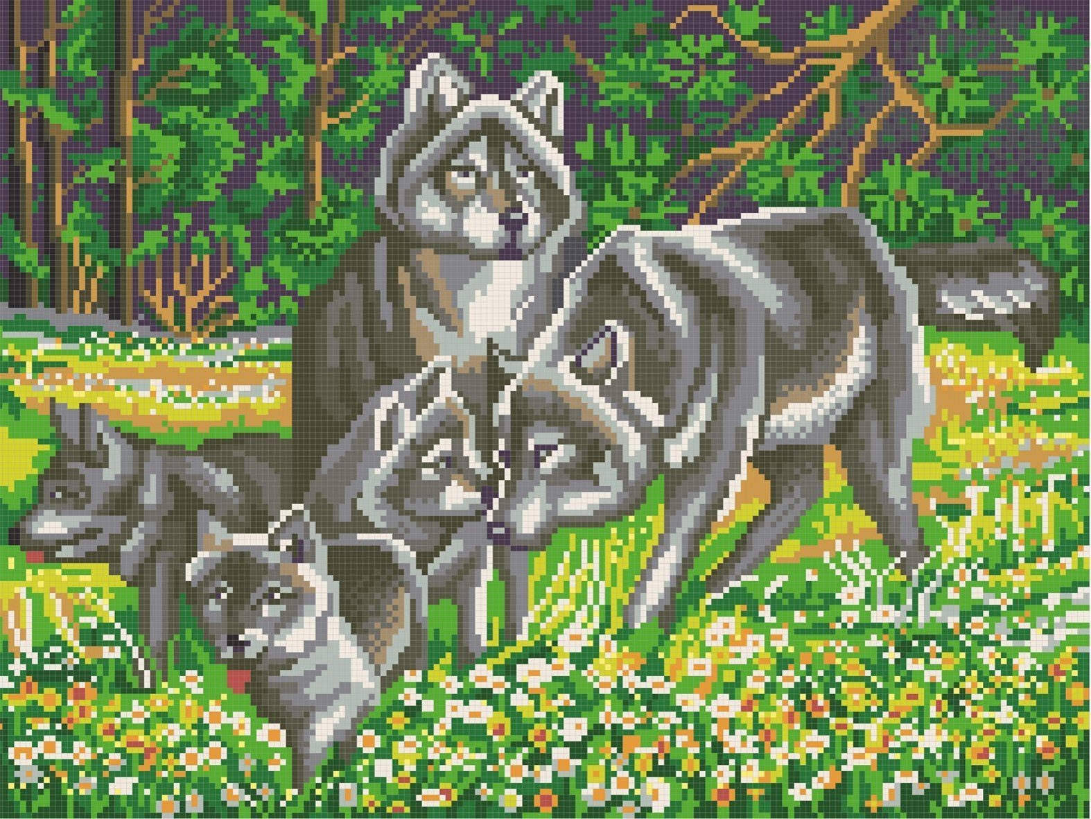 НИК 7819 "Волчья семья" - схема для вышивания