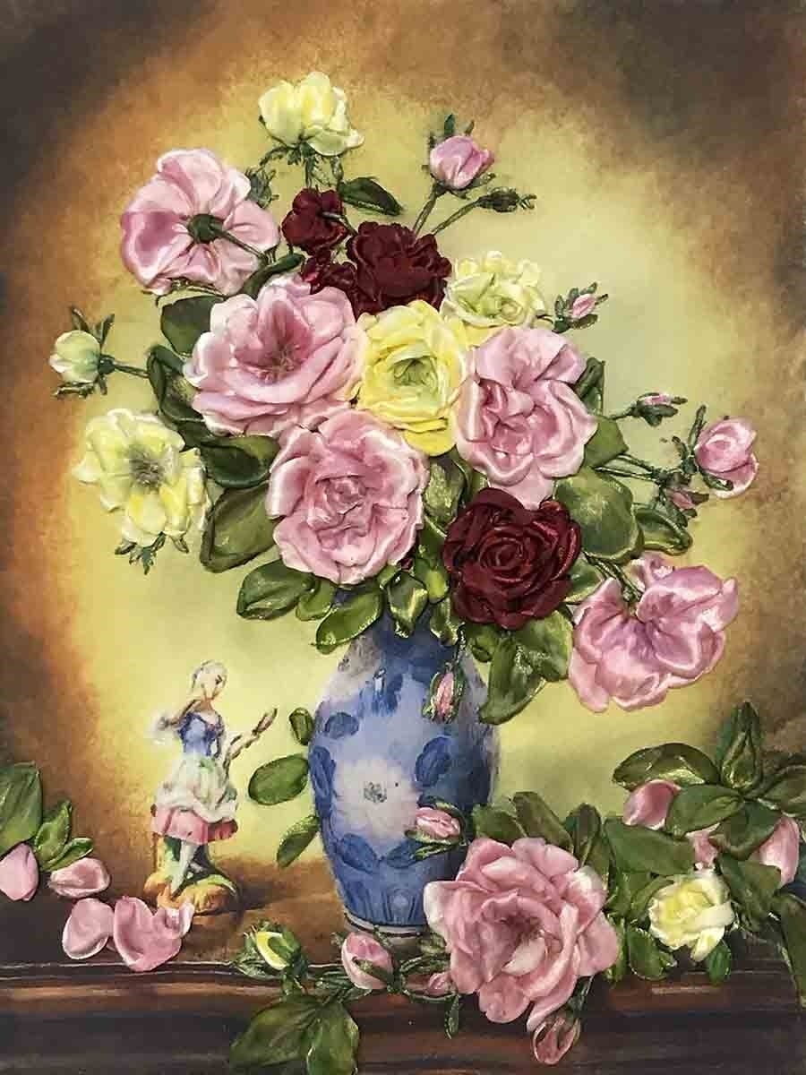 МЛ(н) 3026 Розы в голубой вазе - набор (Каролинка)