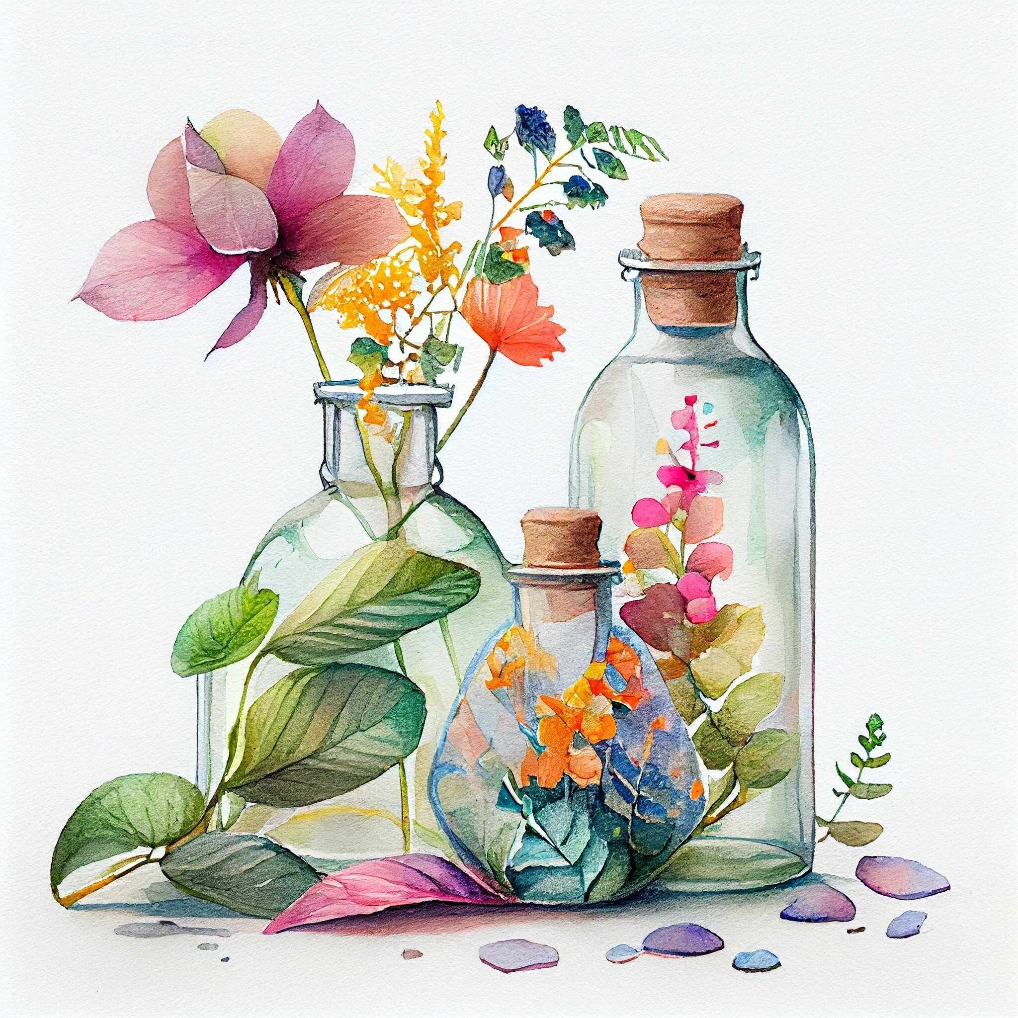 Бутылки с цветами