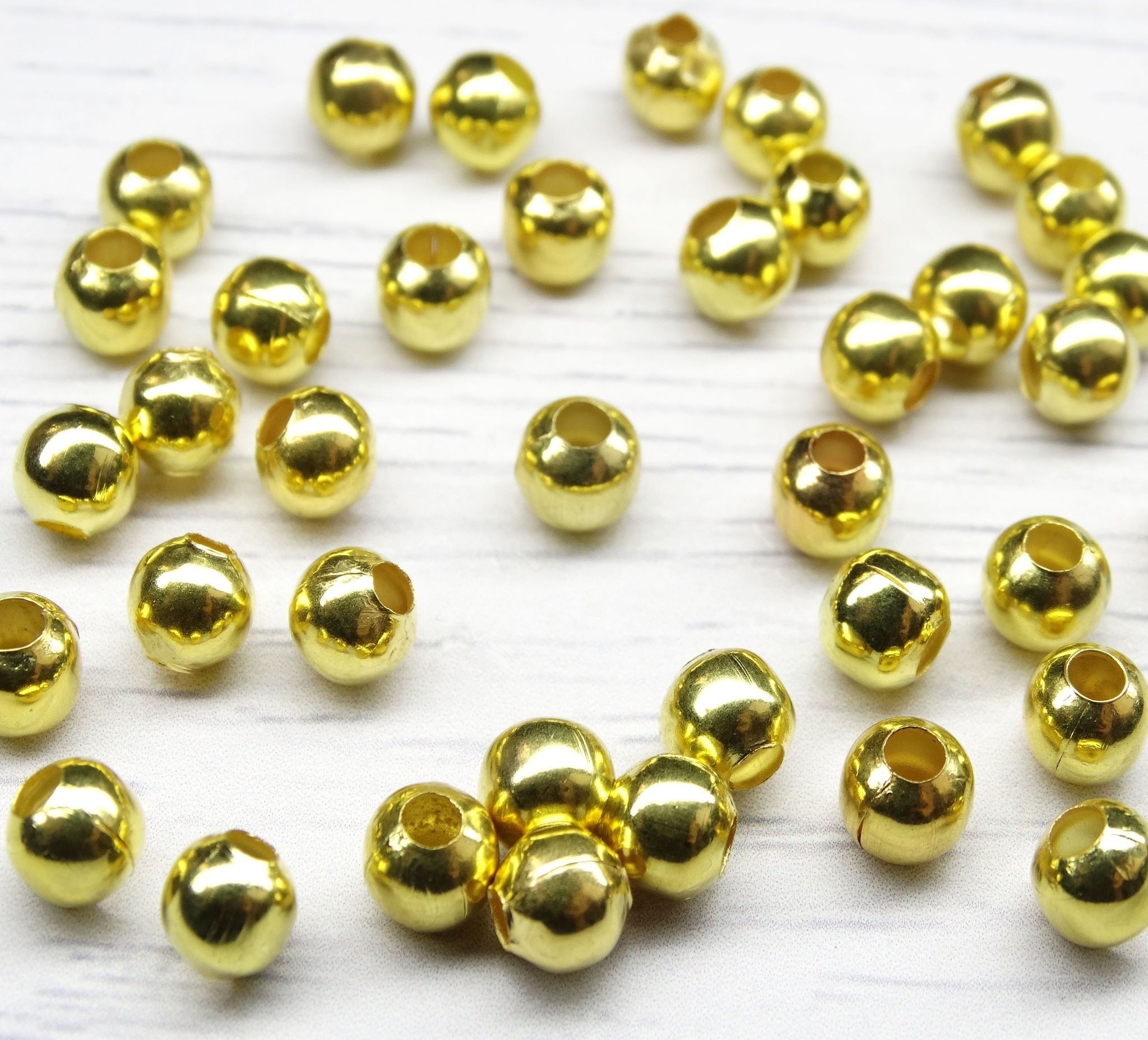 БЗ001НН6 Металлические бусины круглые, цвет: золото (позолота), размер: 6 мм, 5 гр.