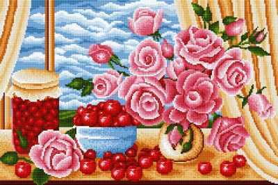Набор для вышивания Алмазная Фея Алмазная вышивка 0040 Розы на столе